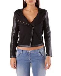 Met - Black Viscose Biker Jacket - Lyst