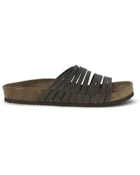 Brunello Cucinelli - Lace-Up Slides With Monili Embellishment - Lyst