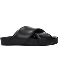 Jil Sander - Black Leather Slippers - Lyst