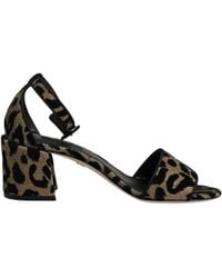 Dolce & Gabbana - Gold Leopard Ankle Strap Heels Sandals Shoes - Lyst