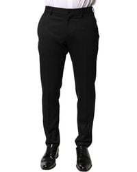 Dolce & Gabbana - Black Wool Mid Waist Men Dress Trousers Pants - Lyst