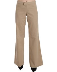 Just Cavalli - Just Cavalli Cotton Mid Waist Flared Trousers Pants - Lyst