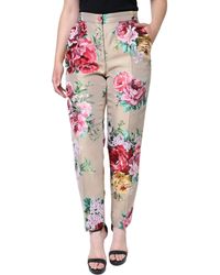 Dolce & Gabbana - Floral Jacquard High Waist Tapered Pants - Lyst