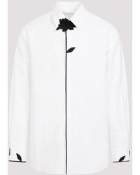Valentino - White Black Flowers Detail Ls Cotton Shirt - Lyst