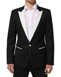 Dolce & Gabbana - Black White Martini 1 Button Men Suit Blazer - Lyst