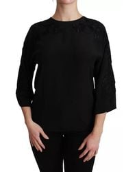 Dolce & Gabbana - Floral Embroidered Blouse Silk Top - Lyst