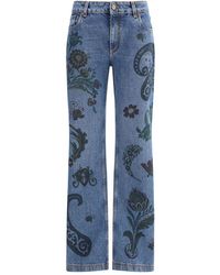 Etro - Flower And Bee Print Flare Jeans - Lyst
