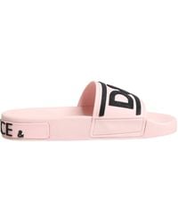 Dolce & Gabbana - Pink Rubber Slides Sandals Beachwear Shoes - Lyst