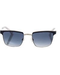 Frankie Morello - Elegant Clubmaster Leather Sunglasses - Lyst