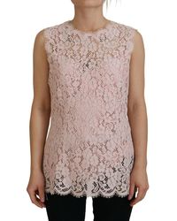 Dolce & Gabbana - Elegant Sheer Lace Sleeveles Blouse - Lyst