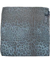Dolce & Gabbana - Blue Leopard Print Silk Square Foulard Scarf - Lyst