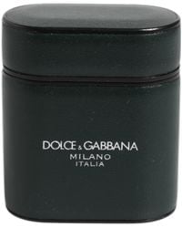 Dolce & Gabbana - Calfskin Leather Logo Print Flip Holder Airpods Case - Lyst