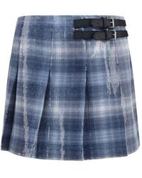 Pinko - Blue Polyester Mini Skirt - Lyst