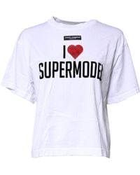 Dolce & Gabbana - White Printed Round Neck Top Cotton T - Lyst