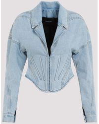 Mugler - Light Blue Cotton Jacket - Lyst
