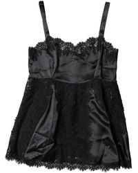 Dolce & Gabbana - Black Silk Lace Trim Lingerie Top Underwear - Lyst