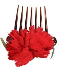 Dolce & Gabbana - Silk Floral Brass Hair Comb - Lyst