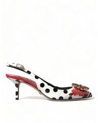 Dolce & Gabbana - Multicolor Leather Crystal Slingback Pump Heels Shoes - Lyst