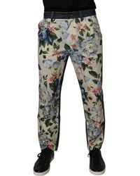 Dolce & Gabbana - Beige Blue Floral Cotton Men Denim Jeans - Lyst