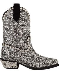 Dolce & Gabbana - Crystal-Embellished Suede Boots - Lyst