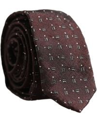 Dolce & Gabbana - Men Burgundy Geometric Silk Adjustable Tied Necktie Tie - Lyst