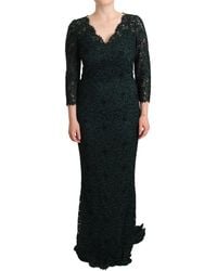 Dolce & Gabbana - Elegant Lace Floor-Length V-Neck Dress - Lyst