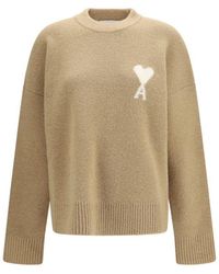 Ami Paris - Beige Alpaca Vicugna Pacos Sweatshirt - Lyst