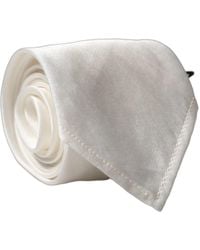 Dolce & Gabbana - White Solid Silk Blend Adjustable Men Tied Necktie Tie - Lyst