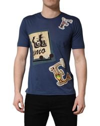 Dolce & Gabbana - Navy Blue Cotton Graphic Crew Neck T - Lyst