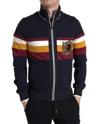 Dolce & Gabbana - Blue Cardigan Heraldic Full Zip Sweater - Lyst
