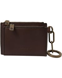 Dolce & Gabbana - Brown Leather Zip Logo Keyring Coin Purse Wallet - Lyst