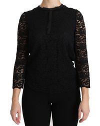 Dolce & Gabbana - Black Lace Long Sleeve Nylon Blouse - Lyst