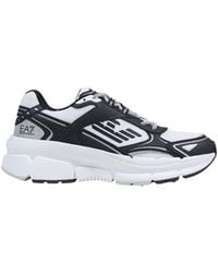 EA7 - Black And White Polyester Athletic Sneakers - Lyst