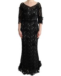 Dolce & Gabbana - Cotton Silk Floral Long Dress - Lyst