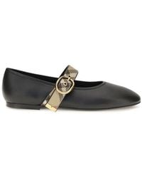 Burberry - Black Calf Leather Bos Taurus Ballet Flats - Lyst