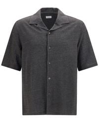Brunello Cucinelli - Gray Linen Shortsleeve Shirt - Lyst