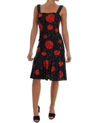 Dolce & Gabbana - Black Red Polka Sequined Shift Dress - Lyst
