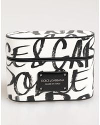 Dolce & Gabbana - Leather Monogram Print Logo Holder Airpods Case - Lyst