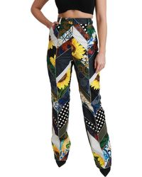 Dolce & Gabbana - Print High Waist Straight Pants - Lyst