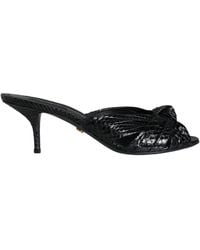 Dolce & Gabbana - Leather Heels Slides Sandals Shoes - Lyst