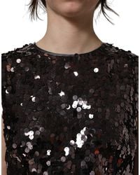 Dolce & Gabbana - Sequined Sleeveless Cropped Tank Top Nylon - Lyst