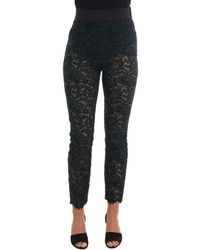 Dolce & Gabbana - Floral Lace Leggings Pants - Lyst