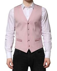 Dolce & Gabbana - Pink Wool Dress Formal Men Waistcoat Vest - Lyst