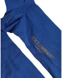 Dolce & Gabbana - Blue Viscose Knitted Thigh High Accessory Socks - Lyst