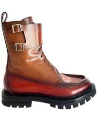 Santoni - Red Leather Boots - Lyst