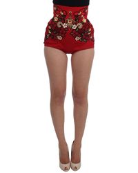 Dolce & Gabbana - Silk Crystal Roses Shorts - Lyst