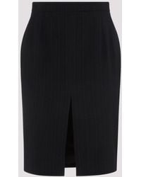 Saint Laurent - Mid-rise Split-hem Wool-blend Midi Skirt - Lyst