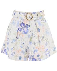 Zimmermann - "floral Linen Nature Shorts For - Lyst
