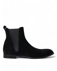 Dolce & Gabbana - Black Suede Leather Mid Calfboots Shoes - Lyst