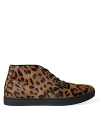 Dolce & Gabbana - Brown Leopard Pony Hair Leather Sneakers Shoes - Lyst